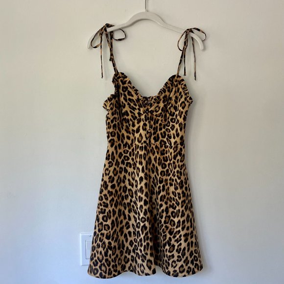 Zara Leopard Print Mini Dress With Button Detail (Sz Small) - Picture 3 of 9